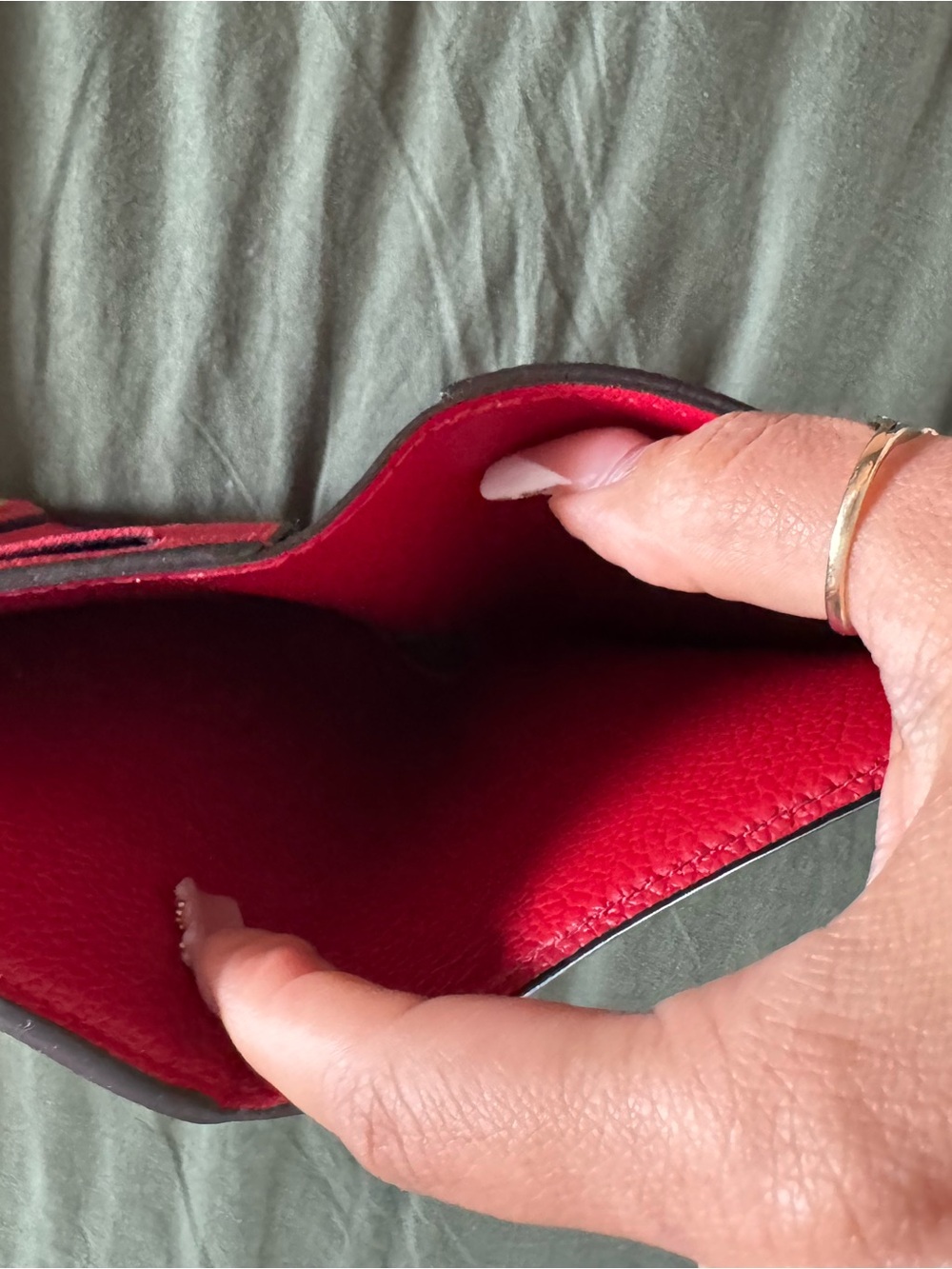 Louis Vuitton Monogram Canvas Wallet with Red Leather Flap - Picture 4 of 14